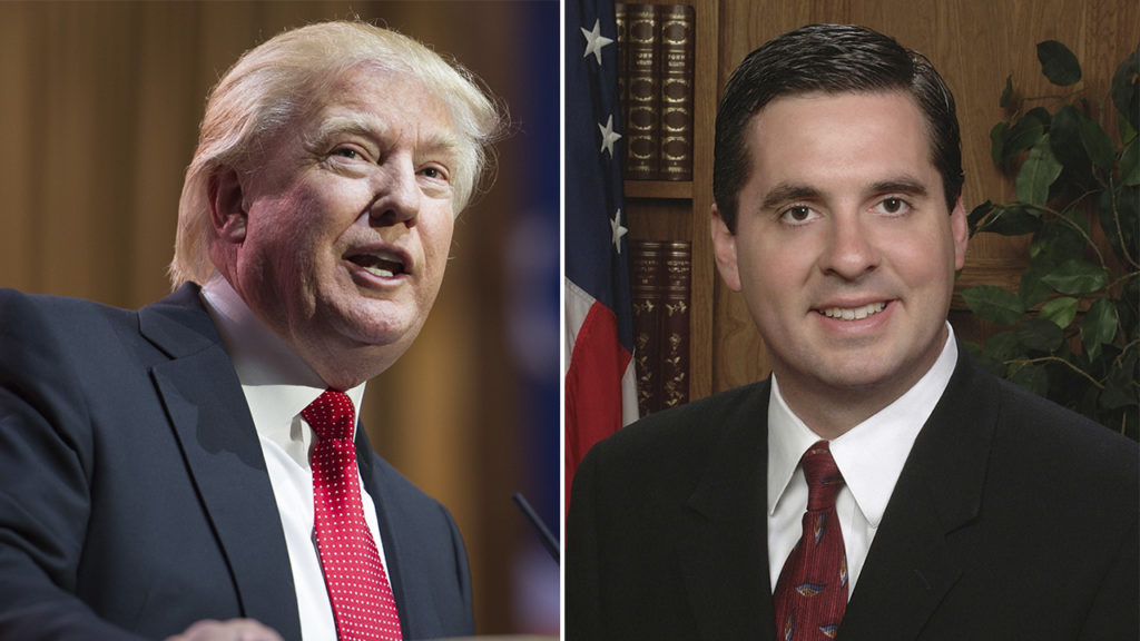 Portraits of President Donald Trump and Rep. Devin Nunes