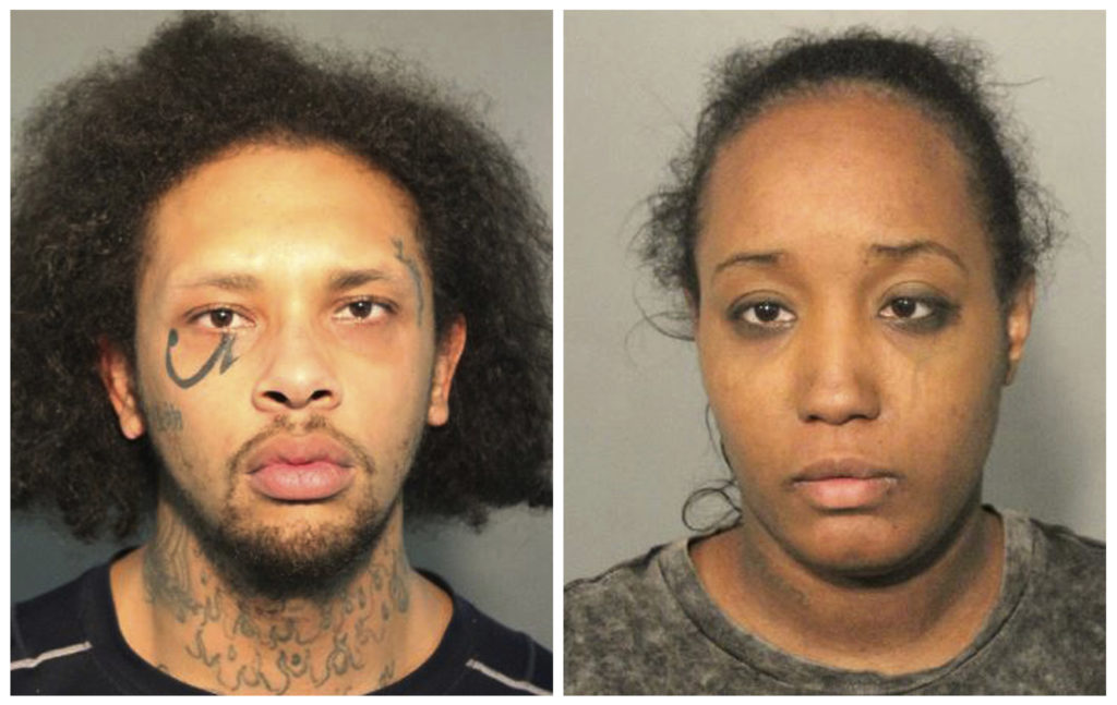Booking muges of Jonathan Allen, left, and Ina Rogers