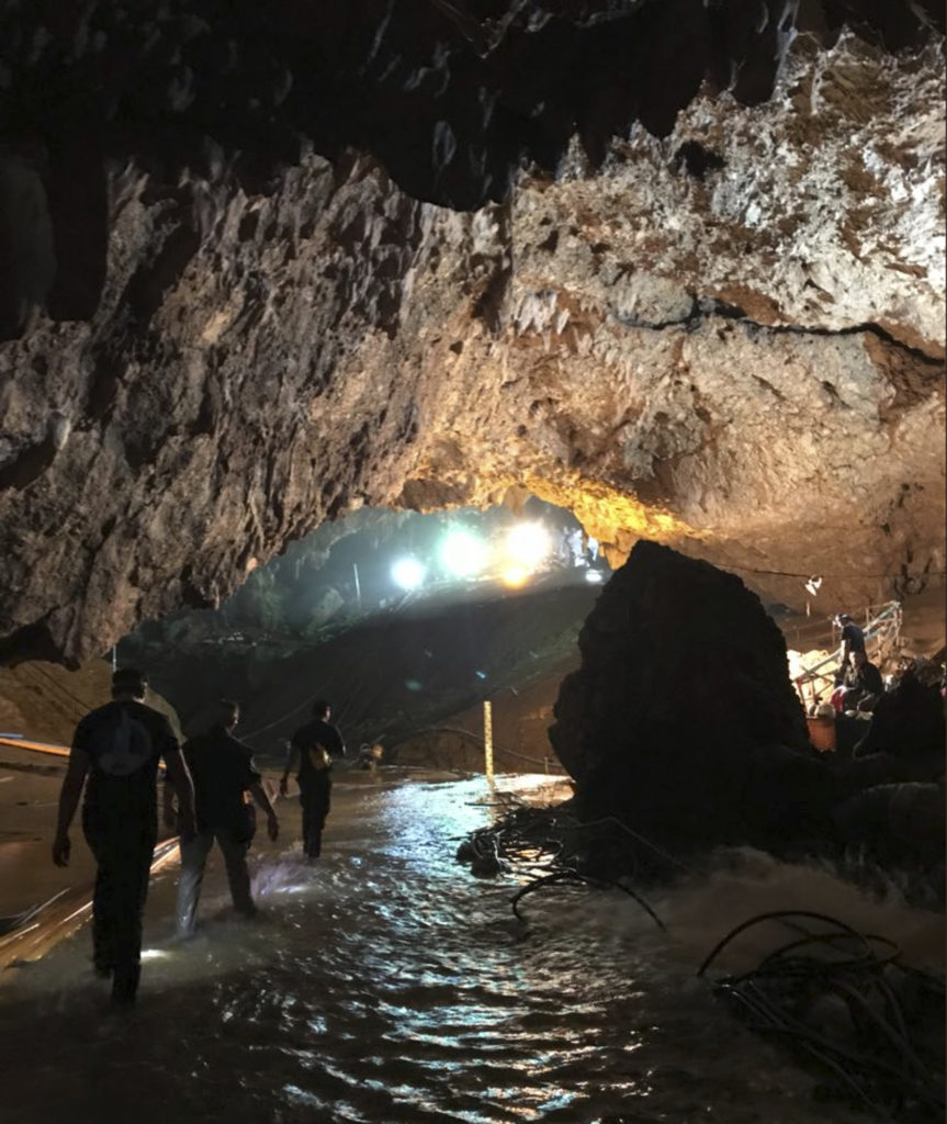 Photo of rescue efforts in cave.