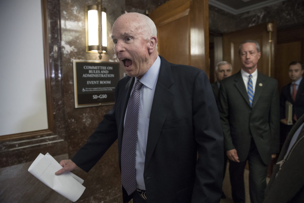 Photo of John McCain with mouth agape