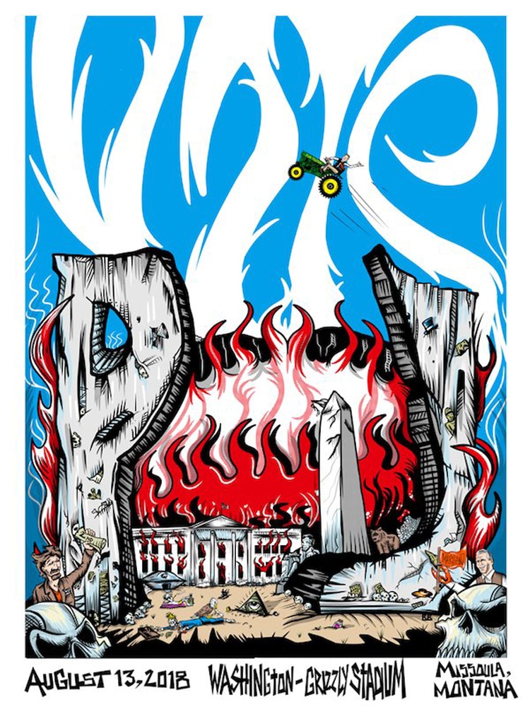 Photo of Pearl Jam poster depicting the White House in flames
