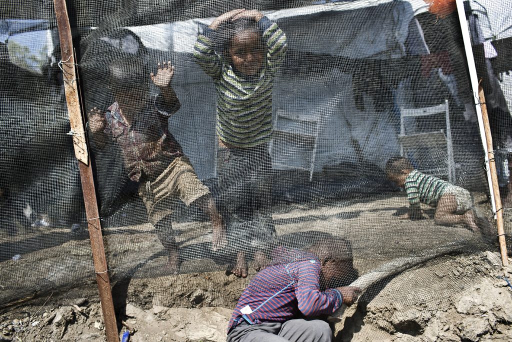 Photo of kids in a refugee camp in Greece