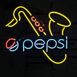 Neon Pepsi sign with Saxophone