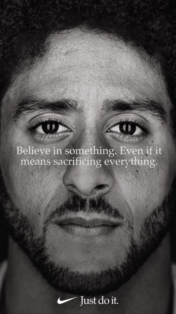 Photo of Colin Kaeprnick's Nike Ad via Twitter