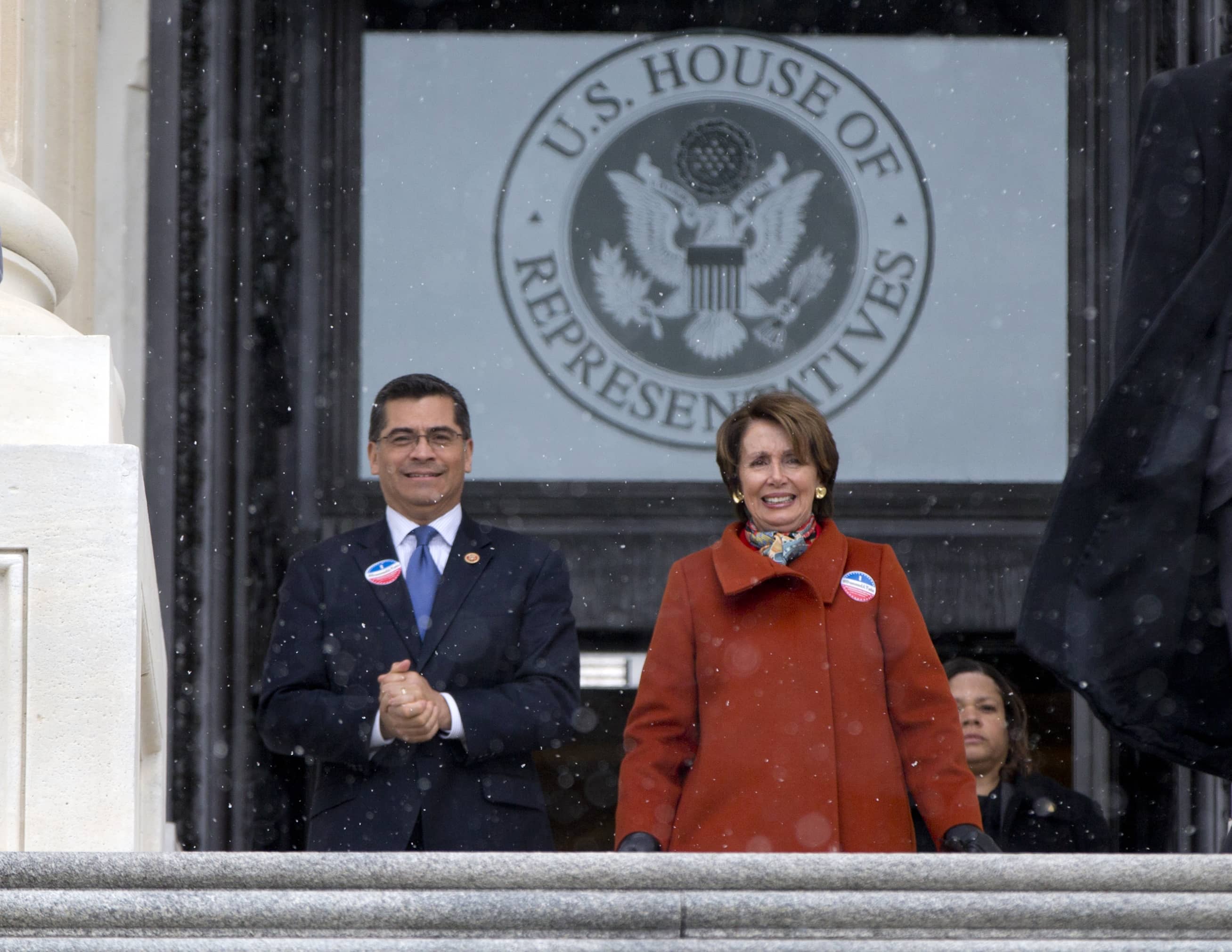 Photo of Xavier Becerra and Nancy Pelosi