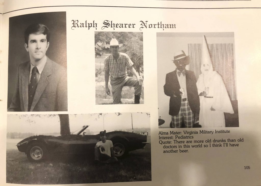 Photo of Virginia Gov. Ralph Northam’s page in his 1984 Eastern Virginia Medical School yearbook