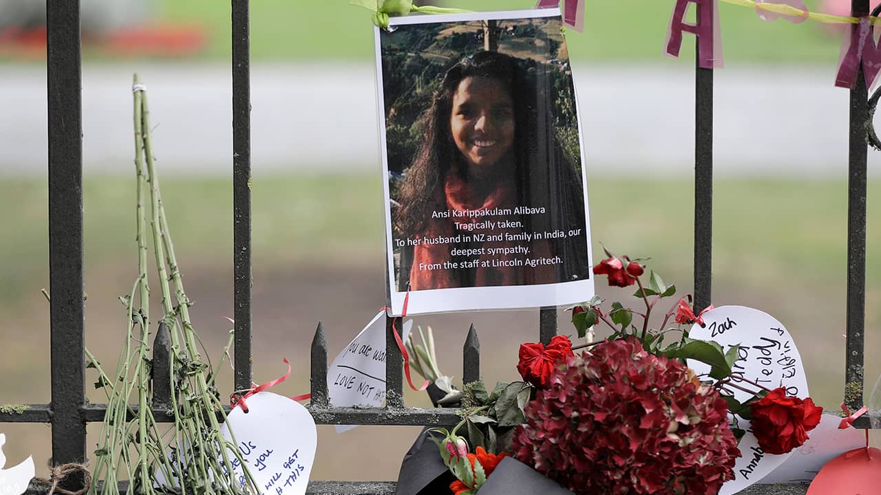 Photo of tribute to one of the victims of the mosque shooting