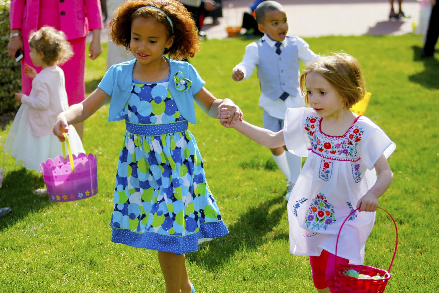 Photo of children on an Easter egg hunt