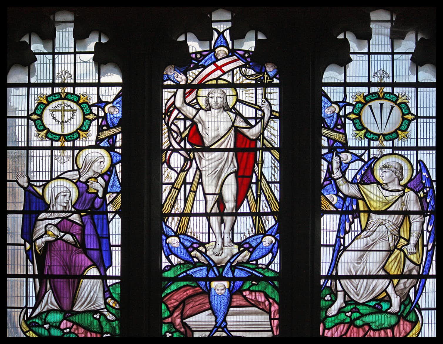 Photo of stained glass windows in church
