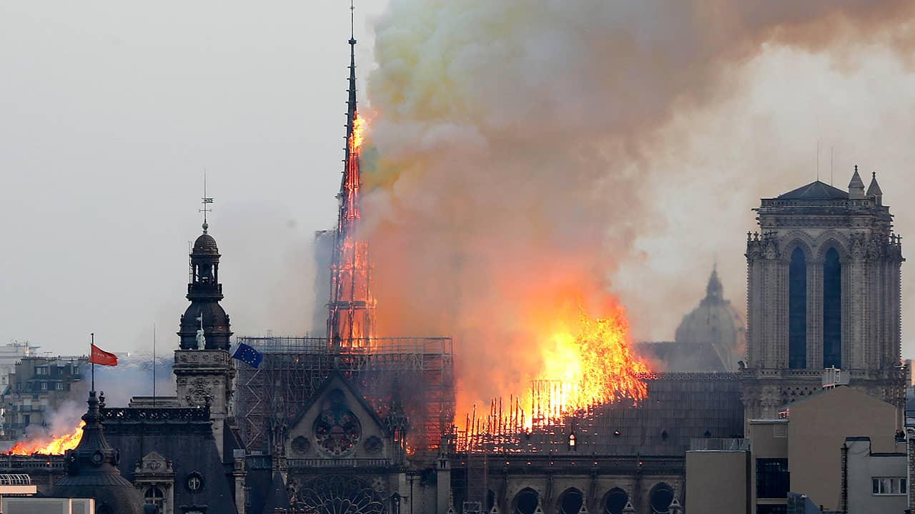 Photo of Notre Dame cathedral as it burns in Paris