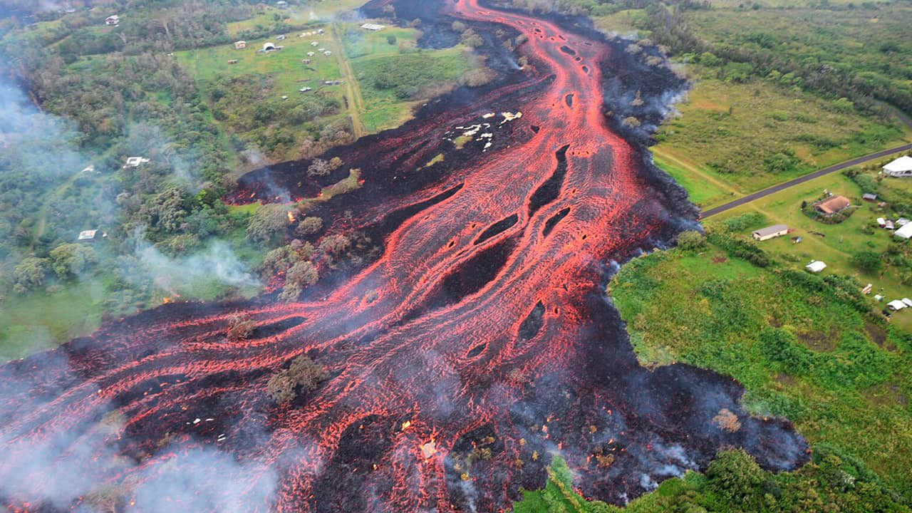 Photo of lava flowing near Pahoa, HI