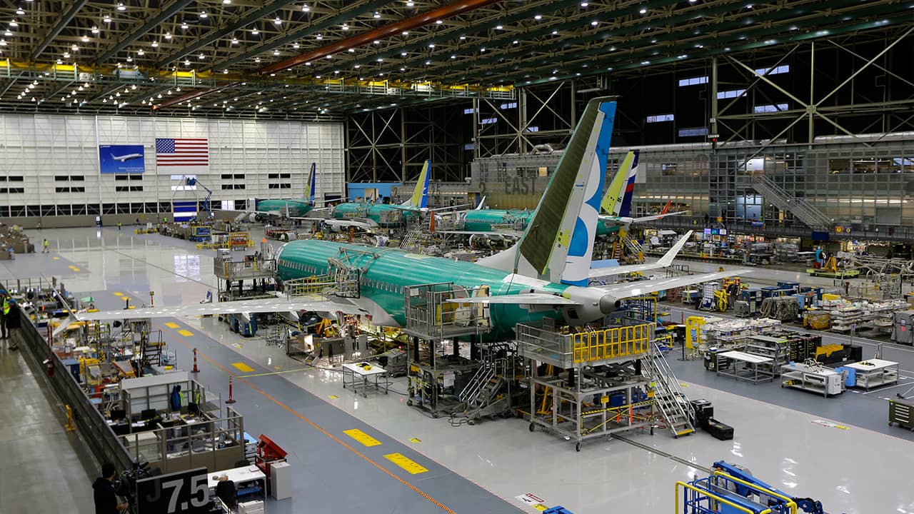 Photo of the second Boeing 737 MAX airplane being built on the assembly line in 2015