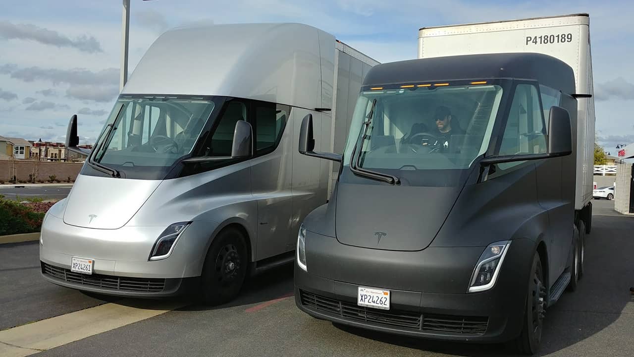 Photo of prototypes of Tesla trucks