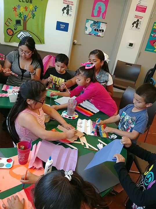Photo of Mendota Boys and Girls Club members doing arts and crafts