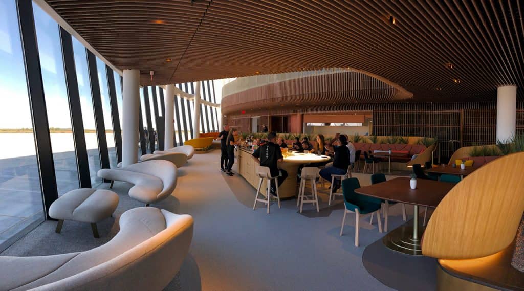 Photo of Virgin Galactic employees gathering at the coffee bar