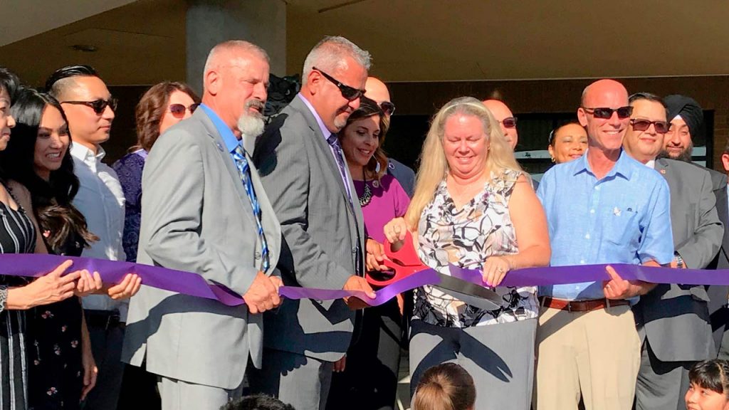 Photo of ribbon-cutting at Tilley Elementary School