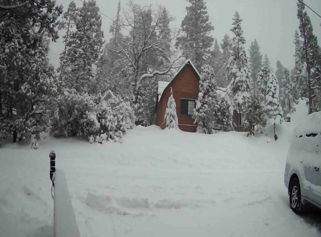 Photo of snow covered West Village at Shaver Lake