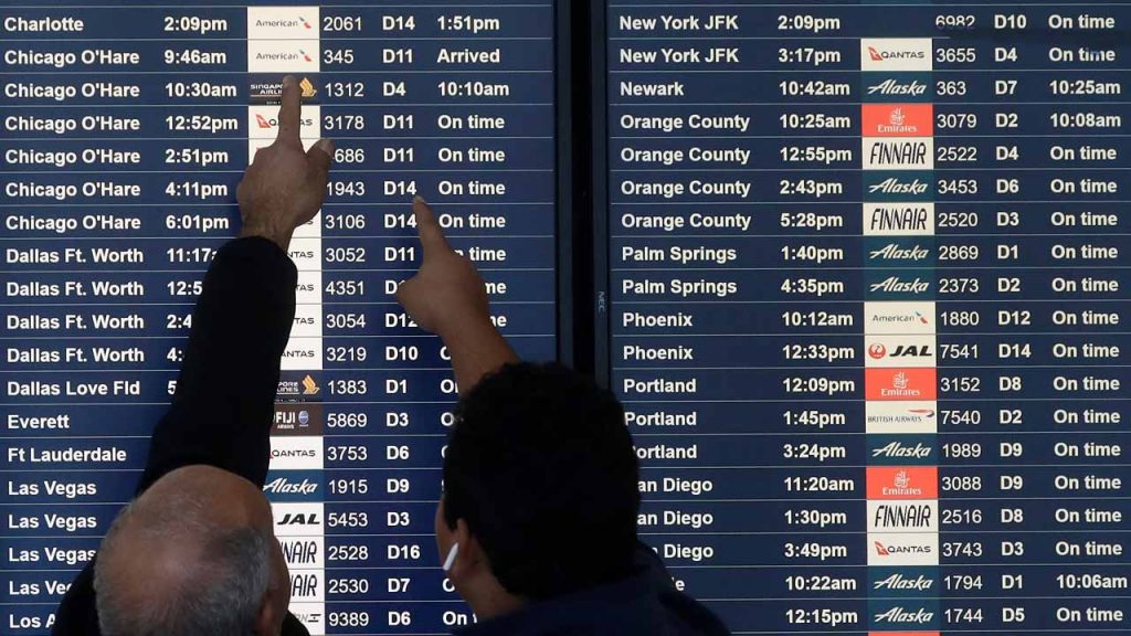 Photo of flight board at San Francisco Airport