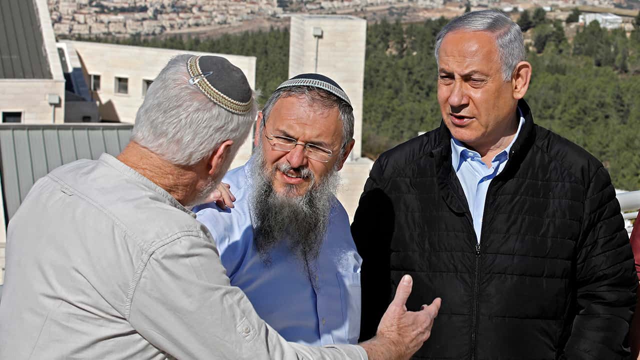 Israeli Prime Minister Benjamin Netanyahu meeting with the heads of Israeli settlements