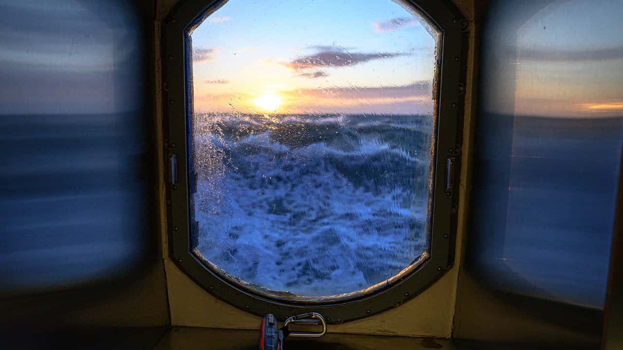 Photo of a view from the main lab of the Sikuliaq in the Chukchi Sea