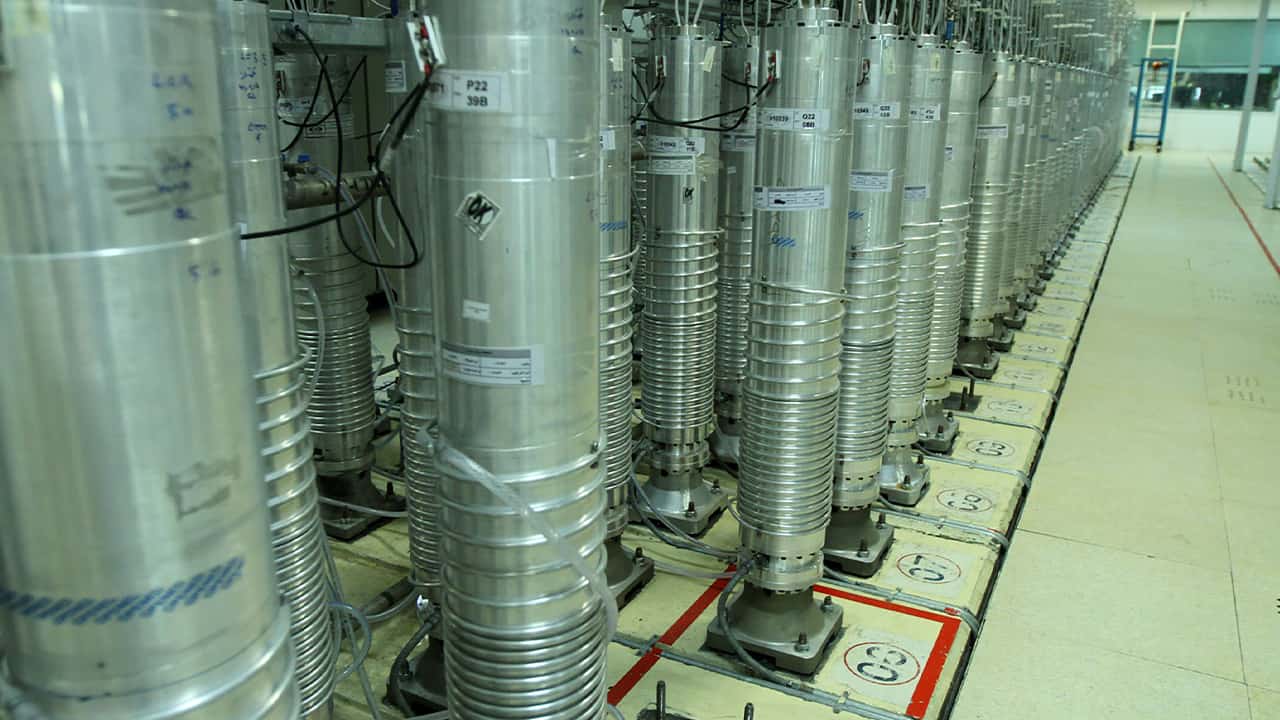 Photo of centrifuge machines in Natanz uranium enrichment facility in central Iran