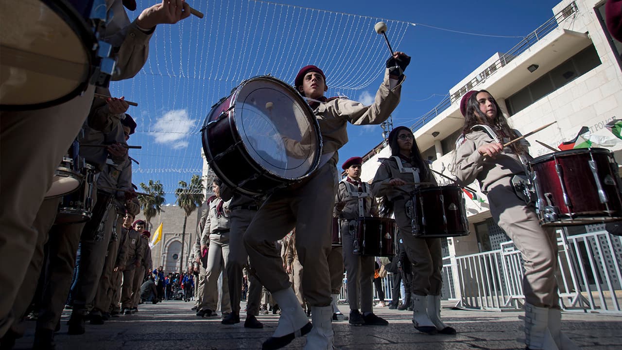 Photo of Palestinian Scout marching band