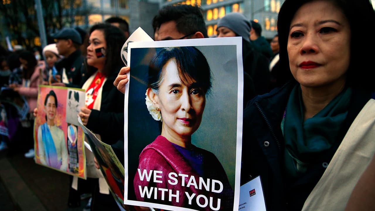 Photo of Supporters of Myanmar's leader Aung San Suu Kyi