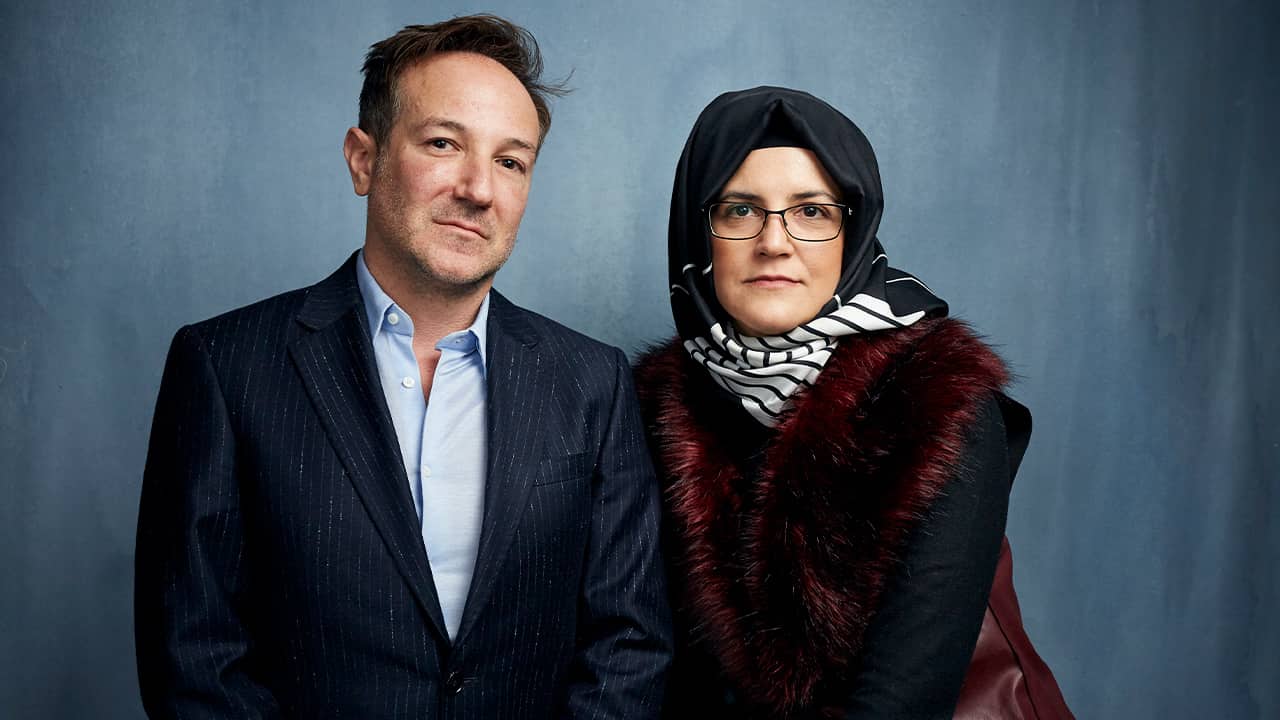 Photo of Bryan Fogel, left, and Hatice Cengiz