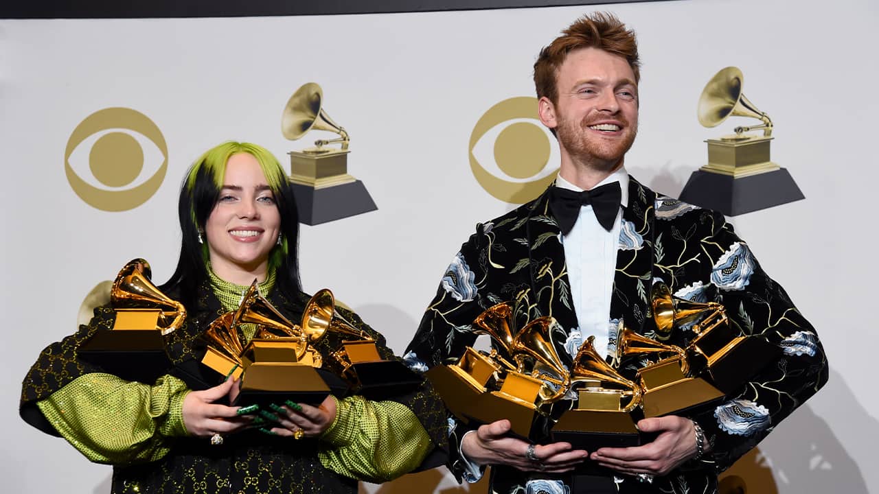 Photo of Billie Eilish, left, and Finneas O'Connell
