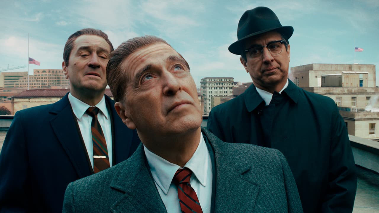 Photo of Robert De Niro, Al Pacino and Ray Romano in a scene from "The Irishman."
