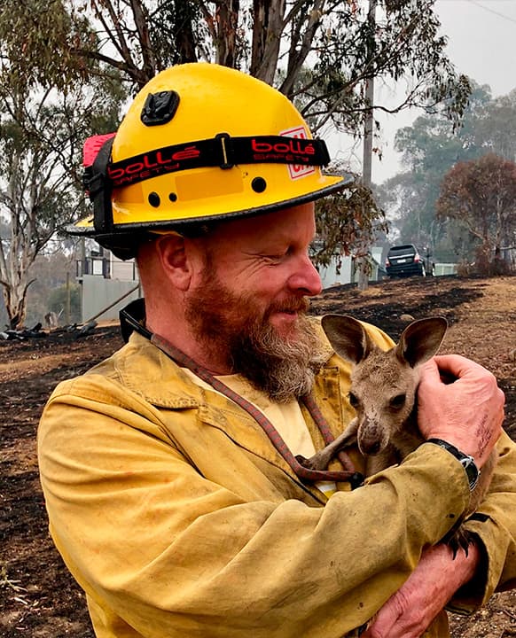 Photo of Lake Tahoe Basin Management Unit Capt. Dave Soldavini holding a baby kangaroo
