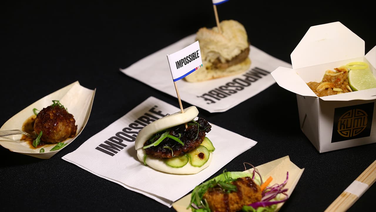 Photo of a variety of Impossible Pork dishes from Impossible Foods