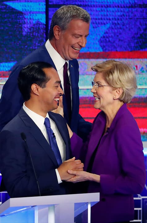 Photo of Julian Castro and Elizabeth Warren