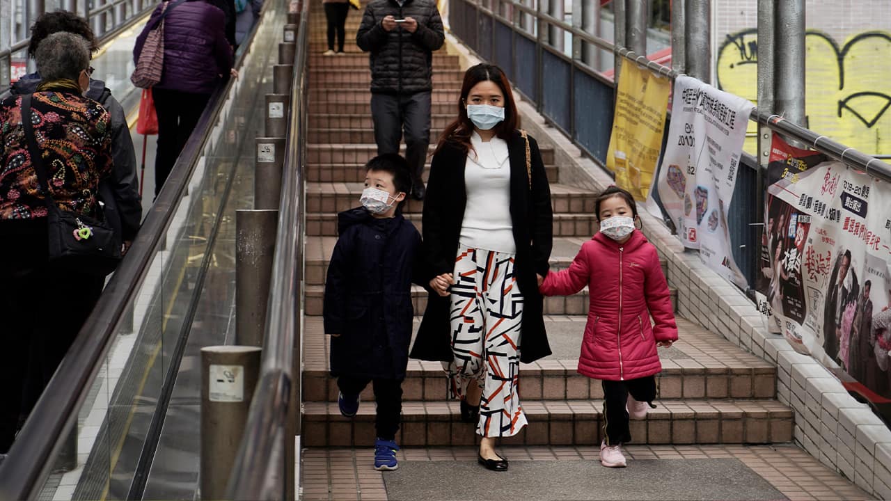 Photo of people wearing masks in Hong Kong