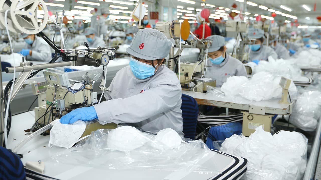Photo of textile workers in China's Shandong Providence