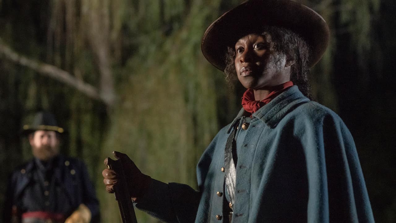 Photo of Cynthia Erivo as Harriet Tubman in a scene from "Harriet."