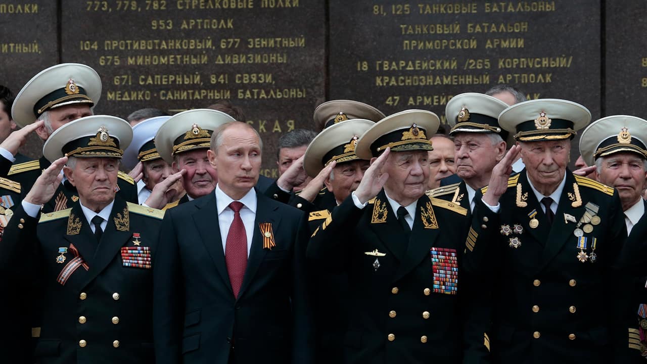 Photo of President Vladimir Putin attending a parade marking the Victory Day in Sevastopol, Crimea