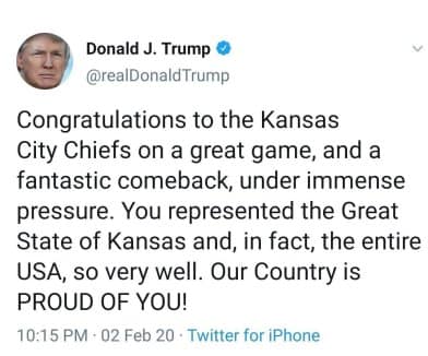 Photo of a President Trump tweet