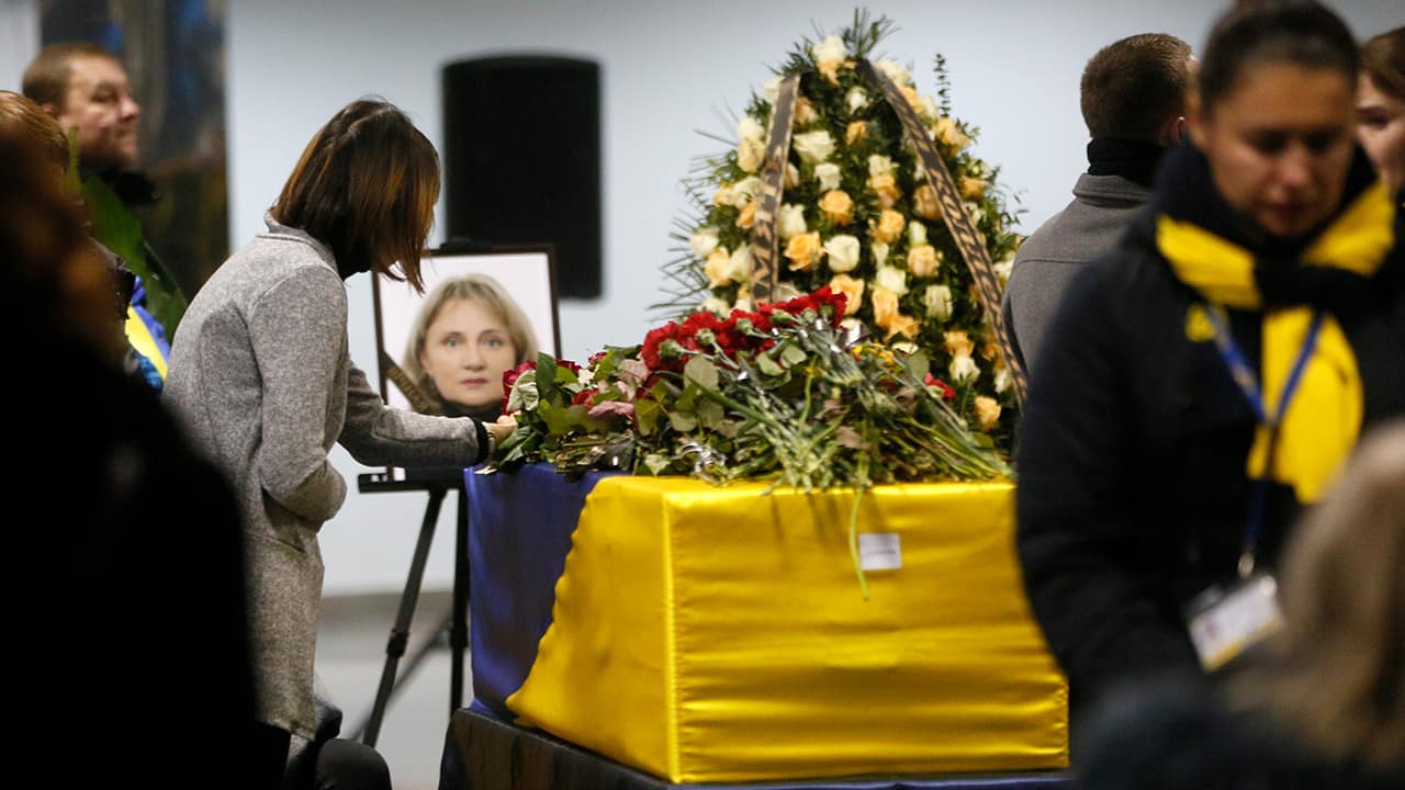 Photo of a tribute to a flight crew member of the Ukrainian 737-800 plane that crashed on the outskirts of Tehran