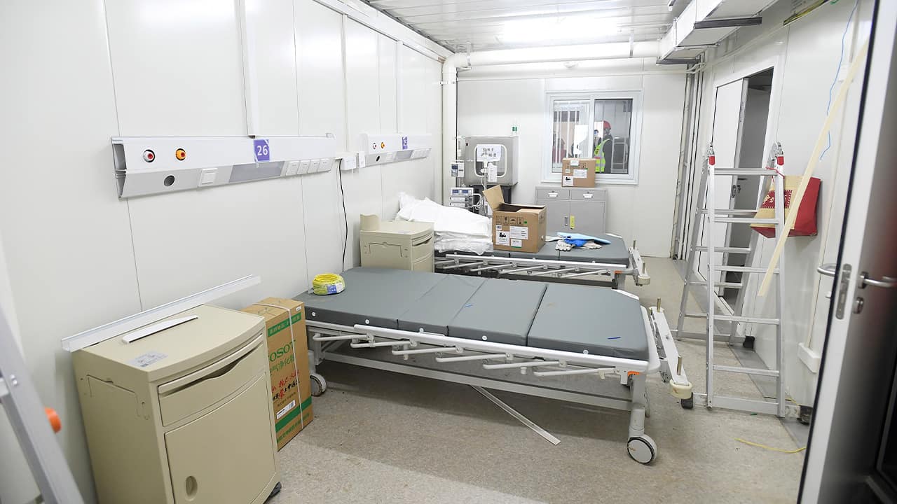 Photo of a patient room is seen at the Huoshenshan temporary field hospital in Wuhan