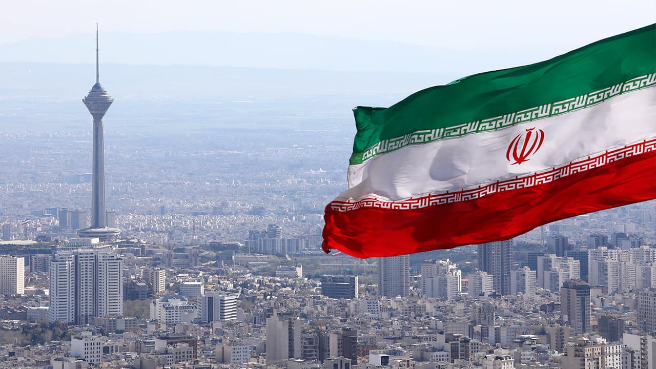 Photo of Iranian flag waving