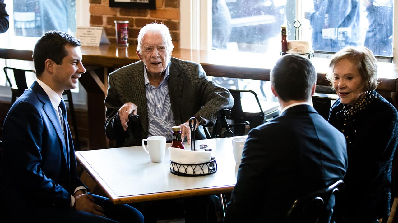 Photo of Pete Buttigieg, Chasteb Buttigieg, Jimmy Carter, and Rosalynn Carter