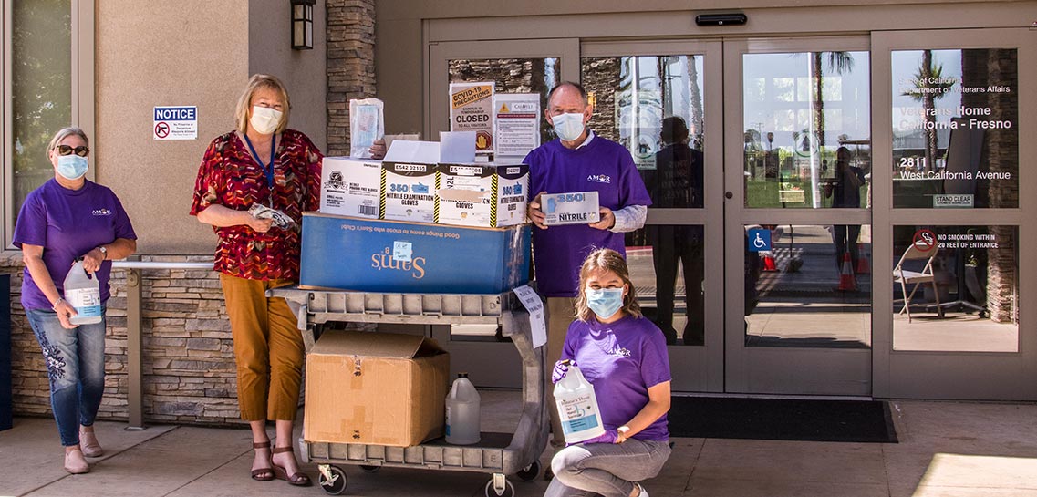 Photo of AMOR donating PPE to the California Veterans Home in Fresno, California