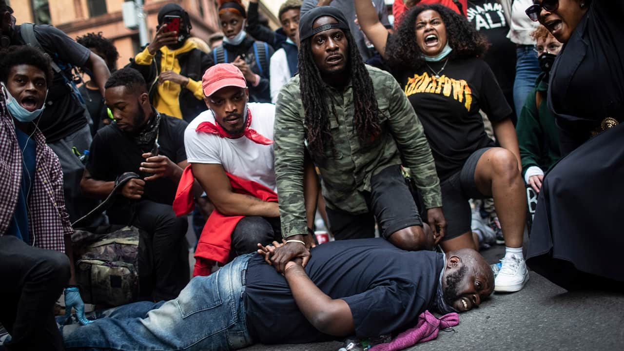 Photo of protesters in New York