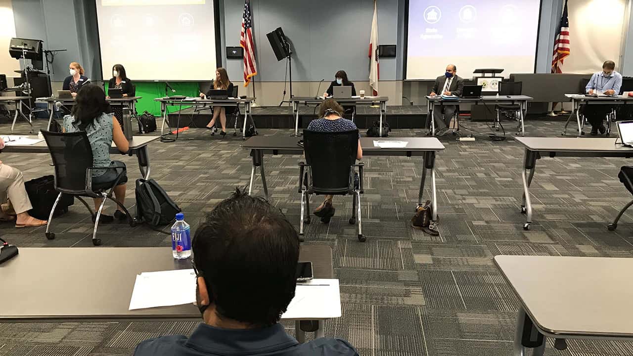 Image of a COVID-19 strategy meeting in Fresno, California